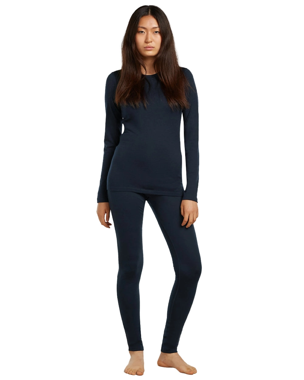 Midnight Navy Coloured Icebreaker Womens Merino 200 Oasis Thermal Leggings on white background