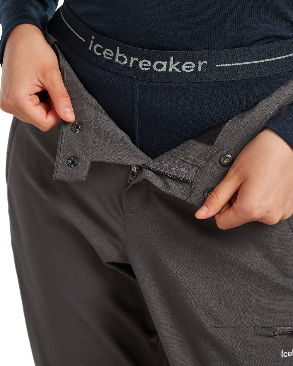 Midnight Navy Coloured Icebreaker Womens Merino 200 Oasis Thermal Leggings on white background