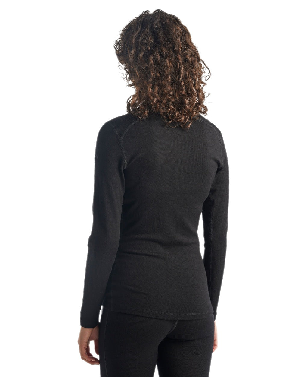 Black Coloured Icebreaker Womens Merino 260 Tech Half Zip Thermal Top on white background