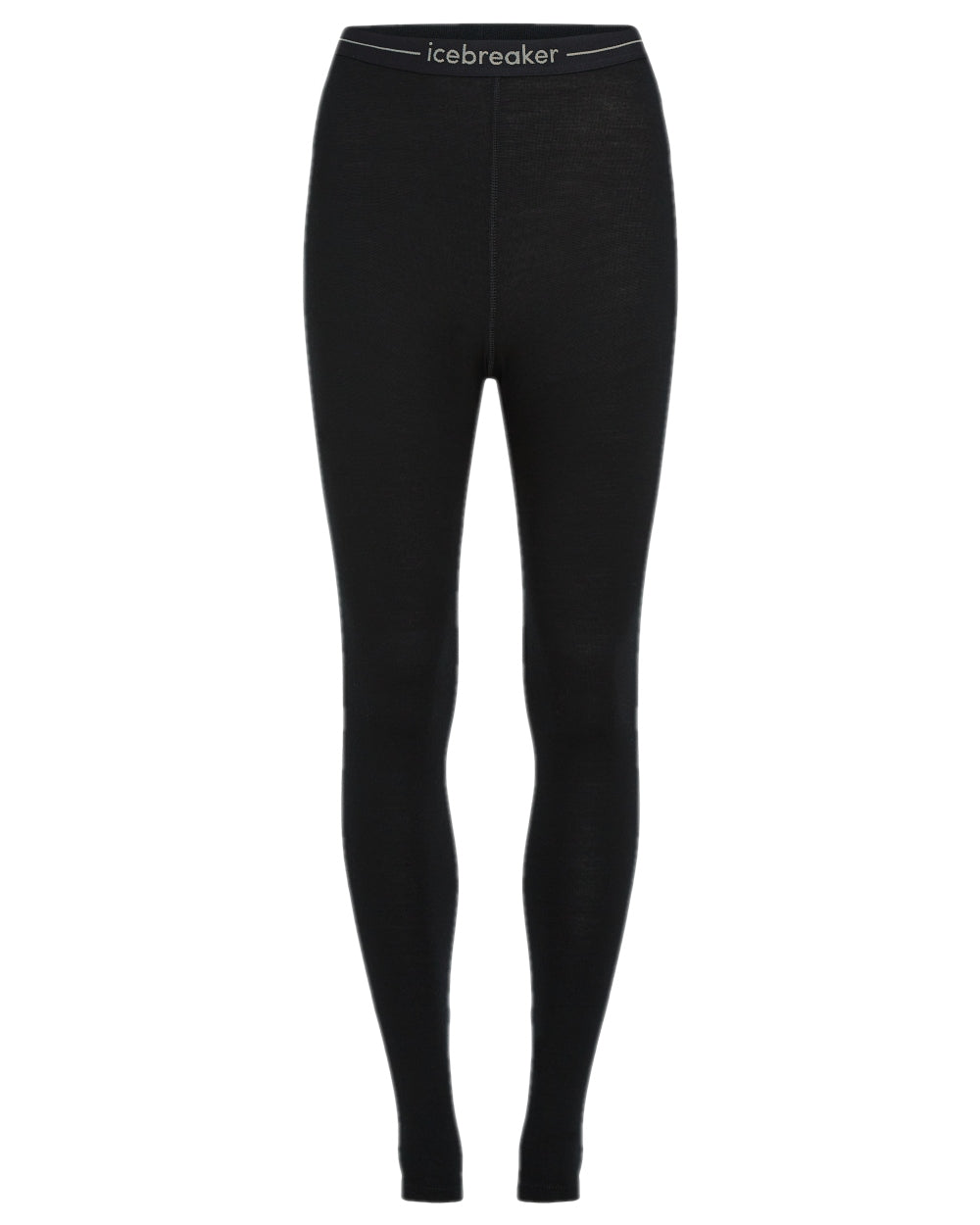 Black Coloured Icebreaker Womens Merino 260 Tech Thermal Leggings on white background