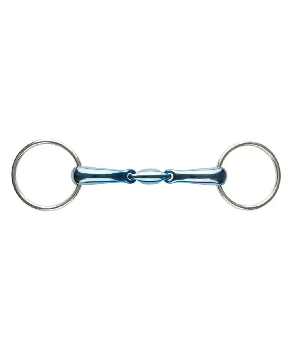 JP Korsteel Blue Steel Oval Link Loose Ring Snaffle Bit on white background