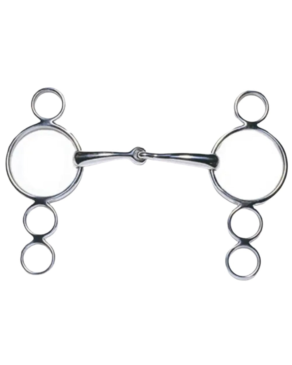 JP Korsteel Stainless Steel Jointed 3 Ring Dutch Gag Bit on white background