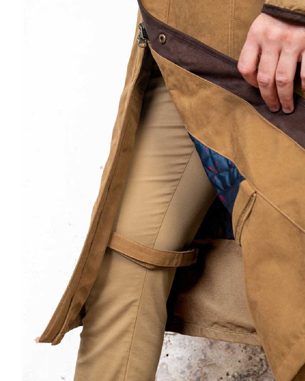 Camel Jack Murphy Emmet Waterproof Long Coat on wall background