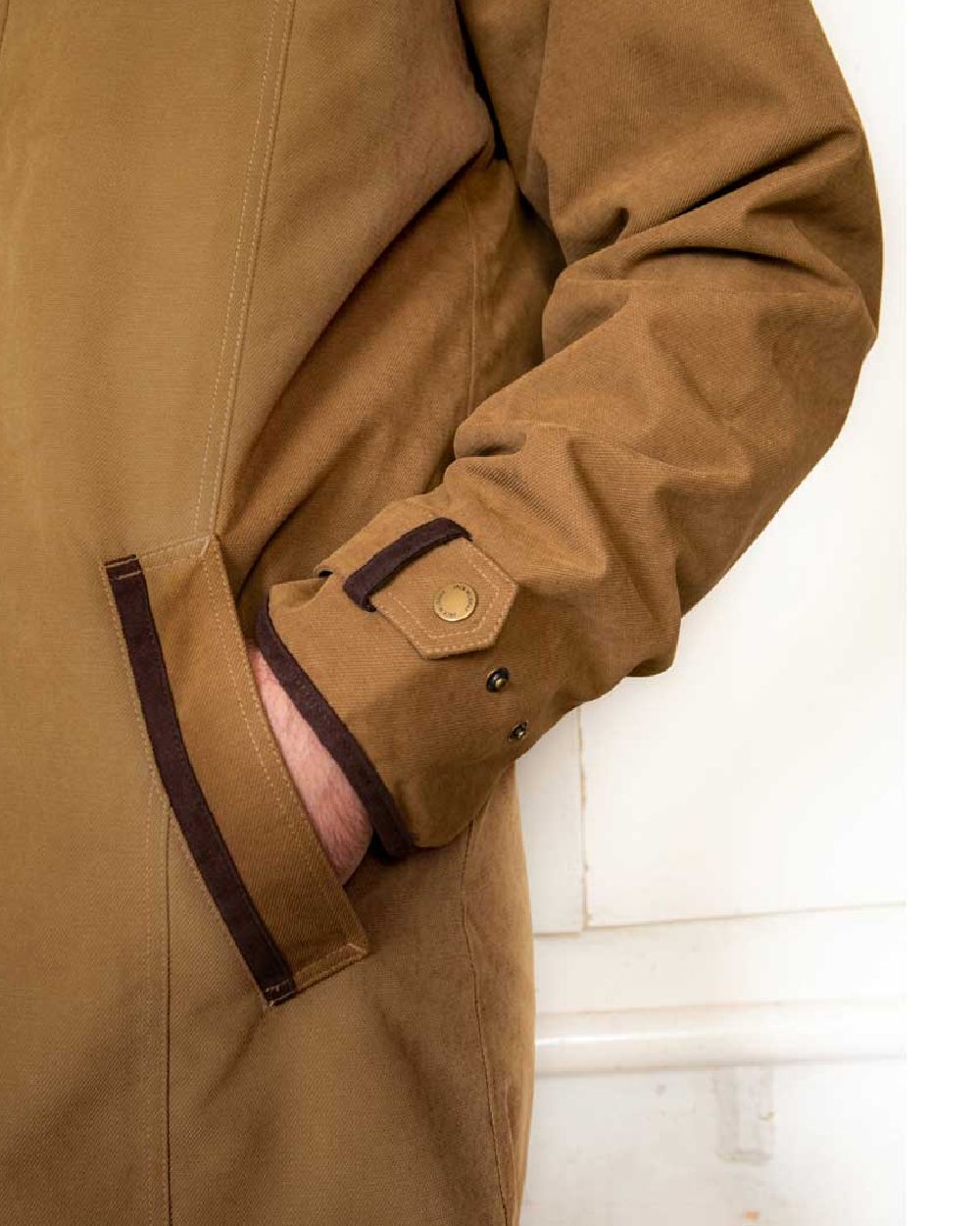 Camel Jack Murphy Emmet Waterproof Long Coat on wall background