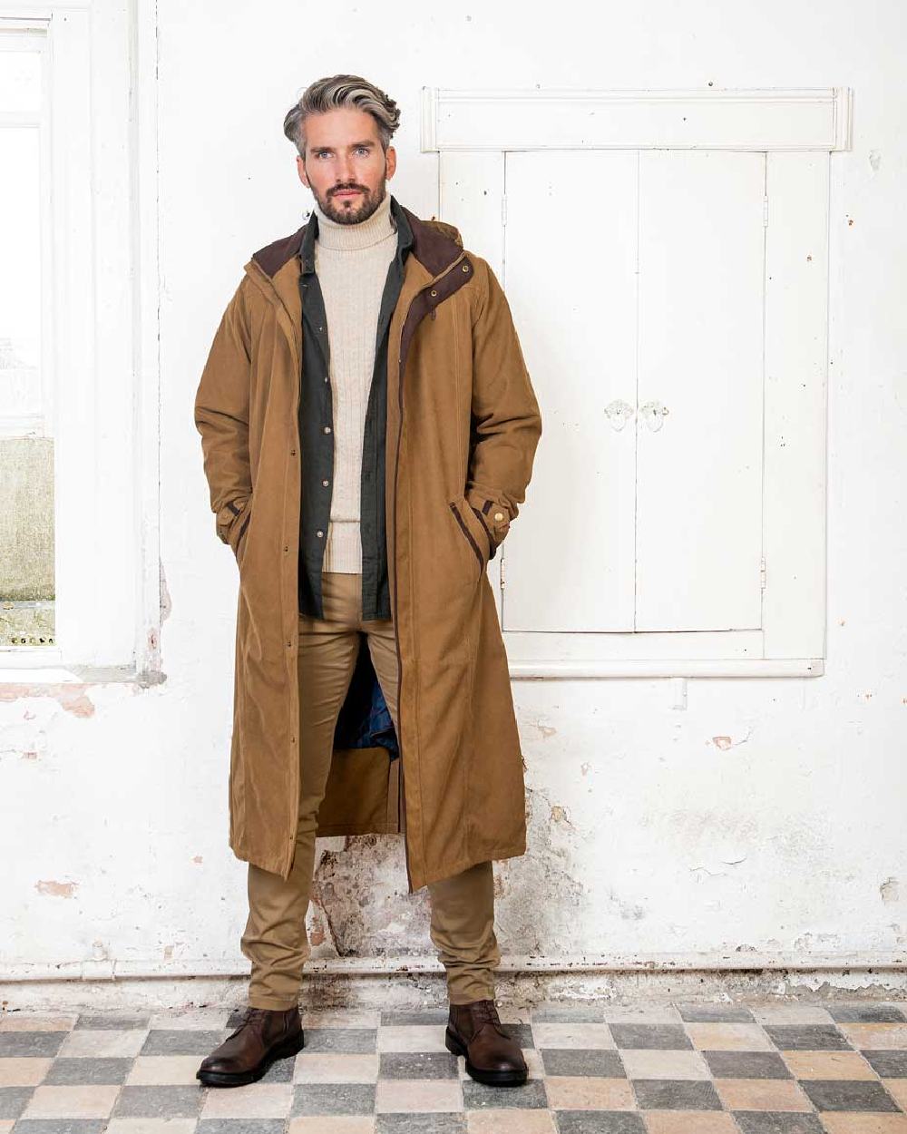 Camel Jack Murphy Emmet Waterproof Long Coat on wall background