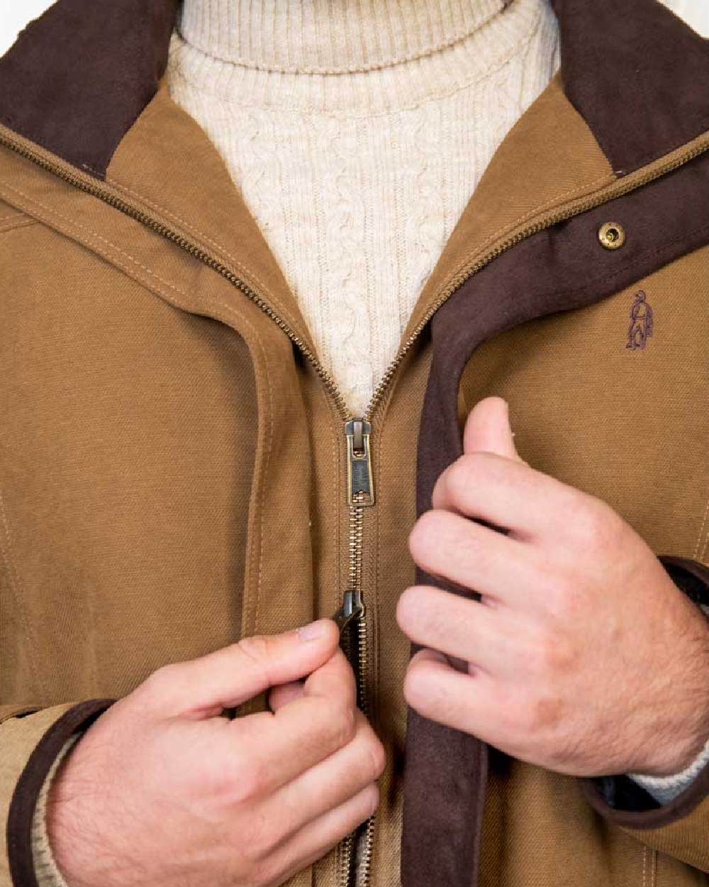 Camel Jack Murphy Emmet Waterproof Long Coat on wall background