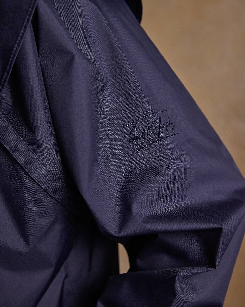 Navy Coloured Jack Murphy Lambourne Mens Long Bush Coat on indoor background