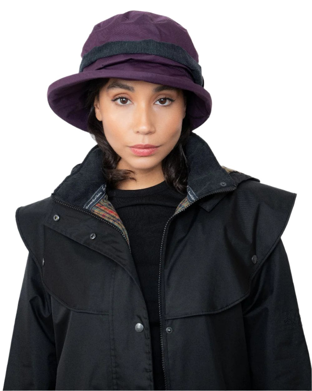 Blackberry coloured Jack Murphy Malvern Heritage Rain Hat on white background