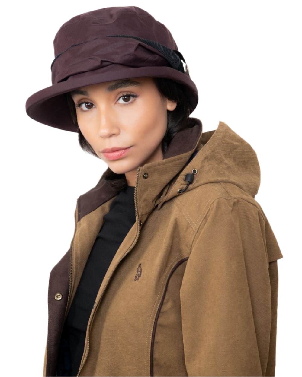 Deep Claret coloured Jack Murphy Malvern Heritage Rain Hat on white background