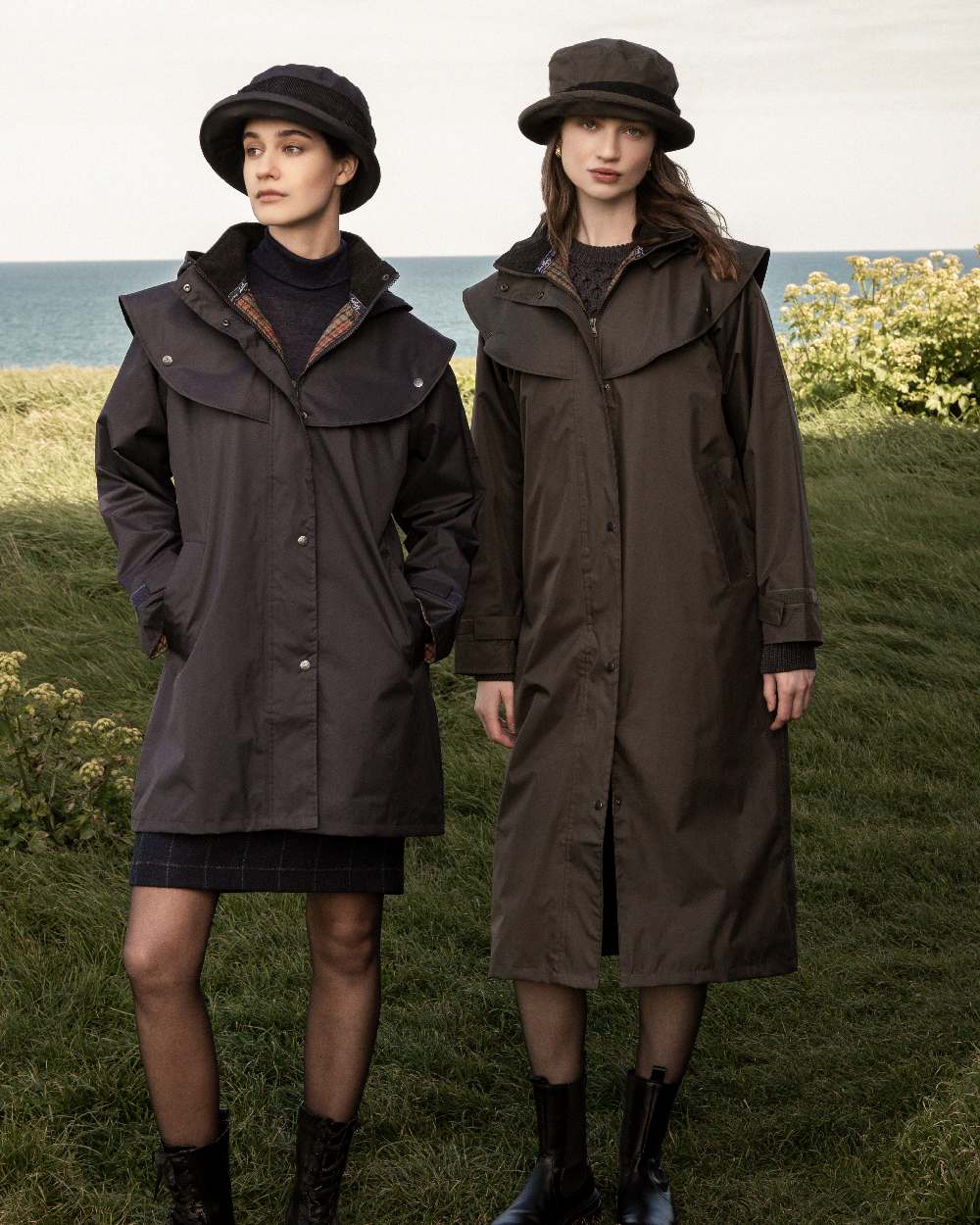 Olive coloured Jack Murphy Malvern Heritage Rain Hat on sky background