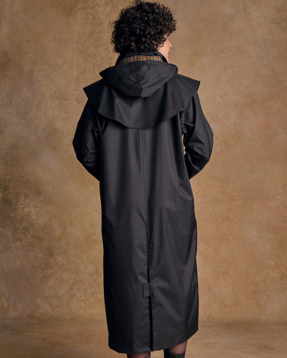 Black Coloured Jack Murphy Malvern Ladies Waterproof Bush Coat on indoor background