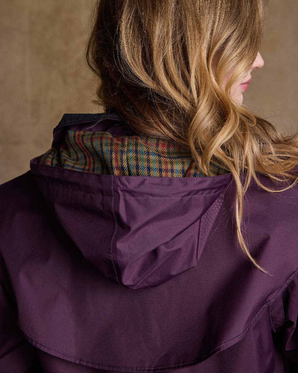 Blackberry Coloured Jack Murphy Malvern Ladies Waterproof Bush Coat on indoor background