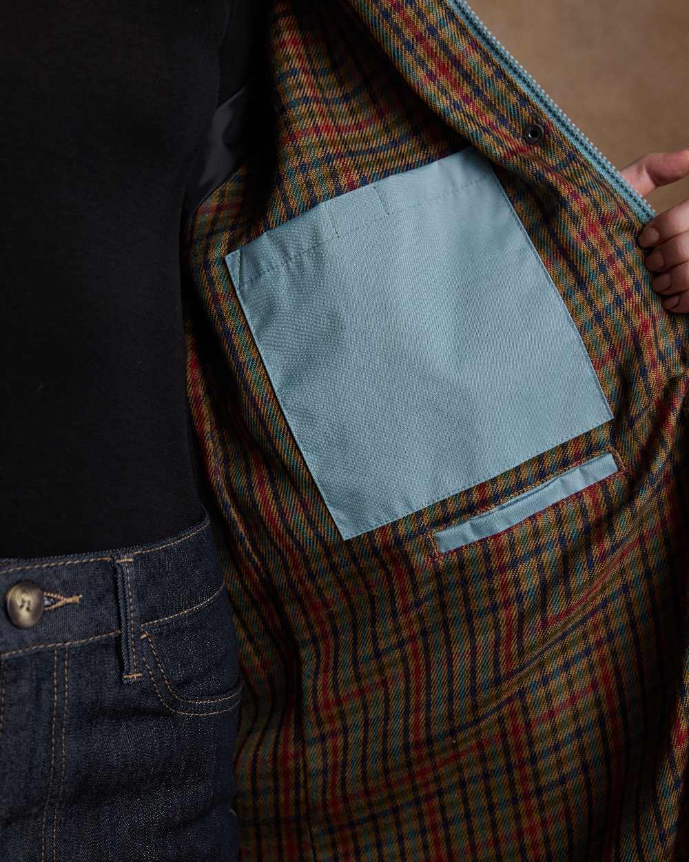 Smokey Blue Coloured Jack Murphy Malvern Ladies Waterproof Bush Coat on indoor background