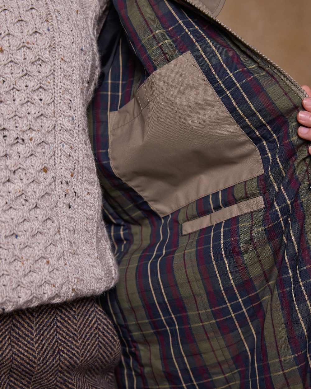 Chinchilla Coloured Jack Murphy Womens Connemara Waterproof Coat on indoor background