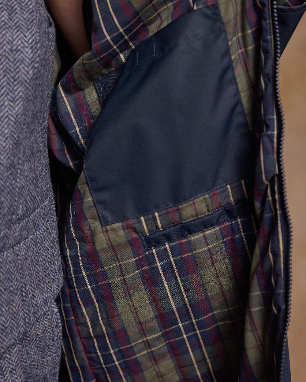 Navy Coloured Jack Murphy Womens Connemara Waterproof Coat on indoor background