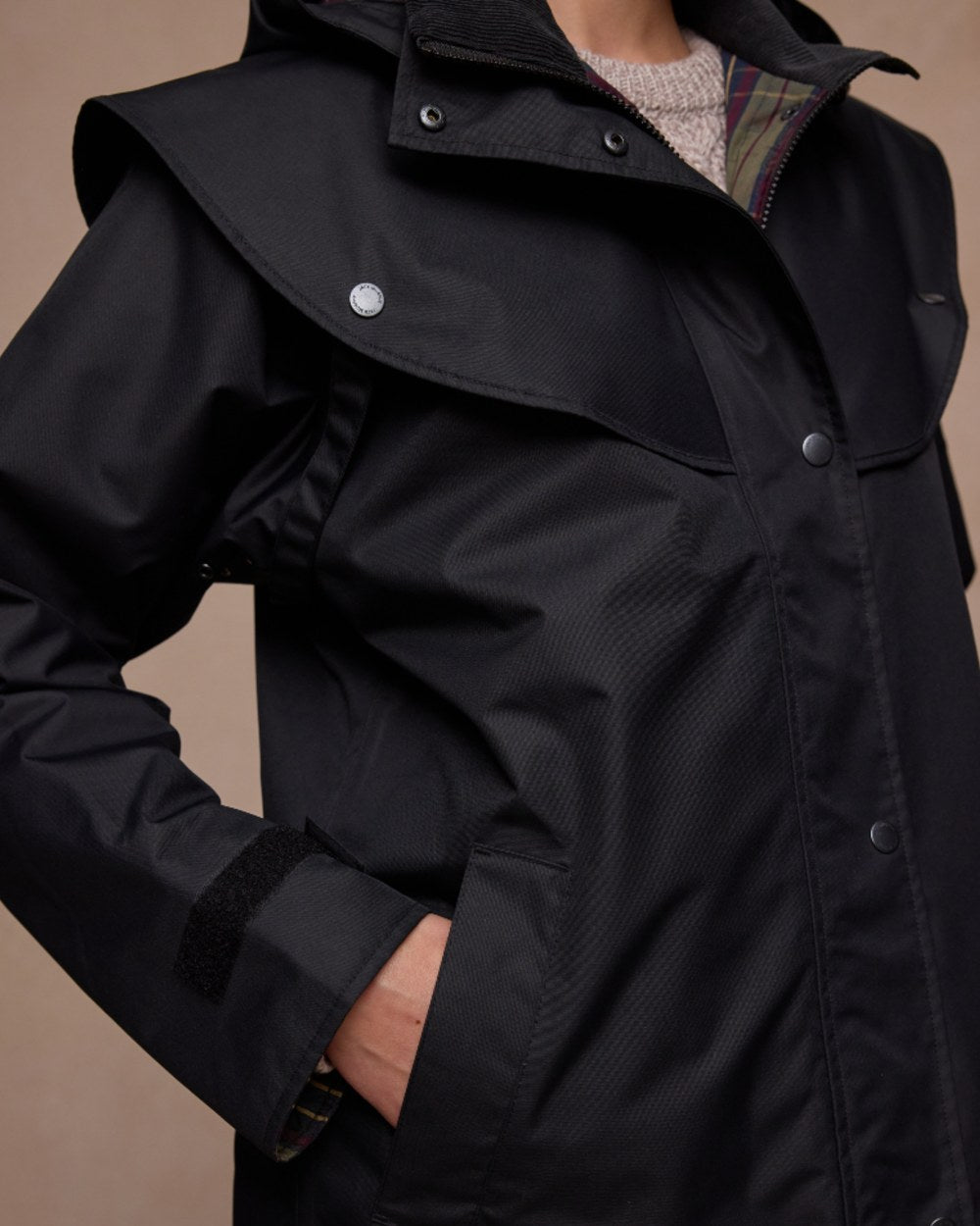 Black Coloured Jack Murphy Womens Dingle Waterproof Jacket on indoor background