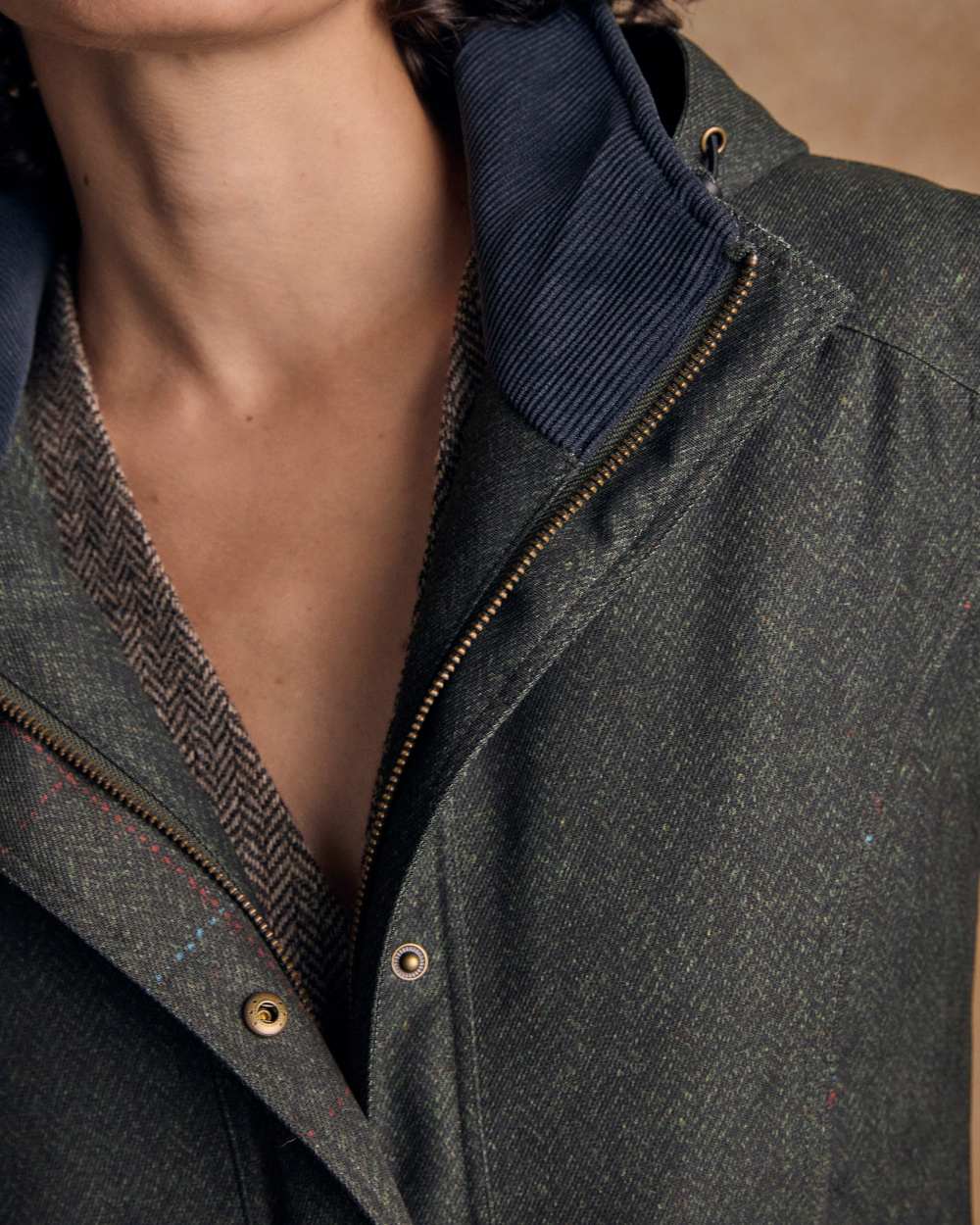 Green Fields Coloured Jack Murphy Womens Hannah Waterproof Coat on indoor background