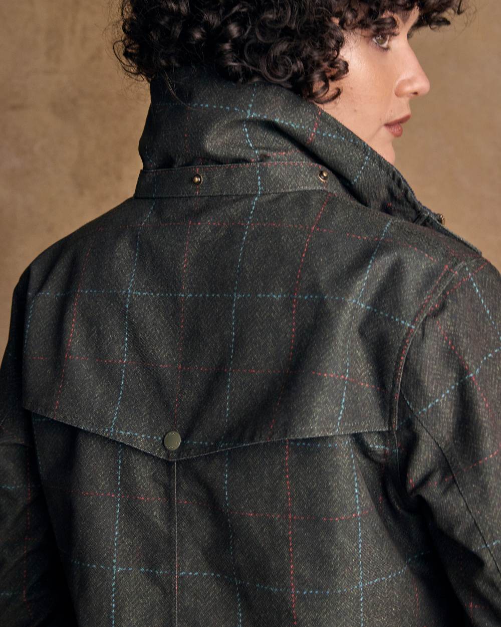 Green Windowpane Coloured Jack Murphy Womens Hannah Waterproof Coat on indoor background