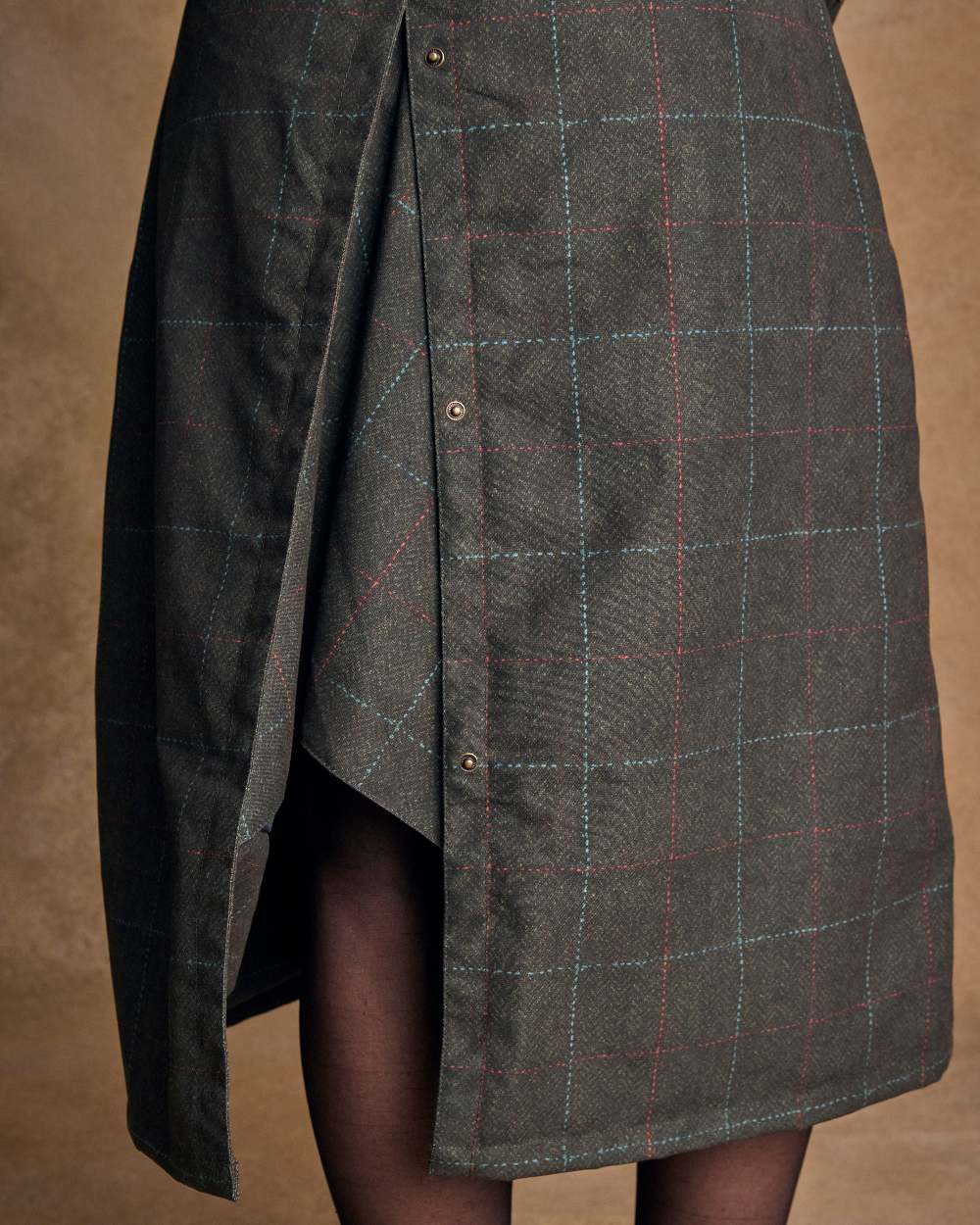 Green Windowpane Coloured Jack Murphy Womens Hannah Waterproof Coat on indoor background