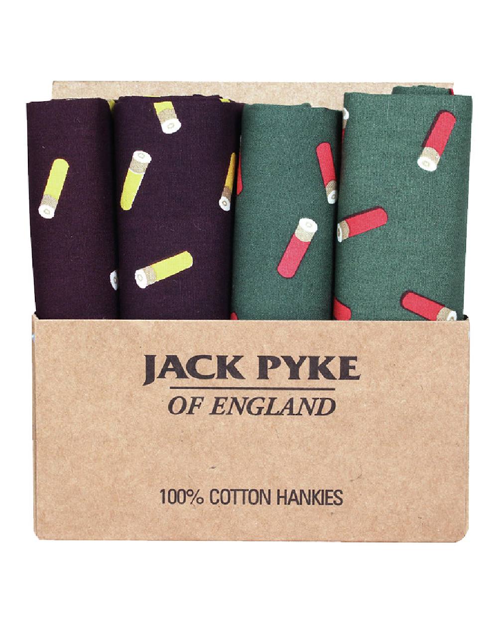 Wine Green coloured Jack Pyke 4 Pack Hankies on white background