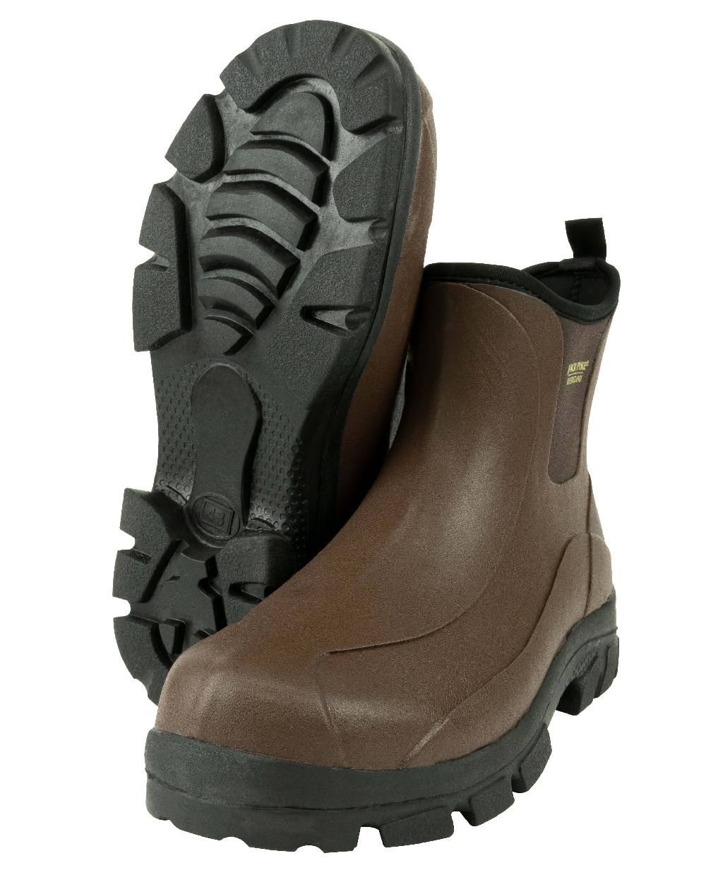 Brown coloured Jack Pyke Ankle Wellington Boots on white background