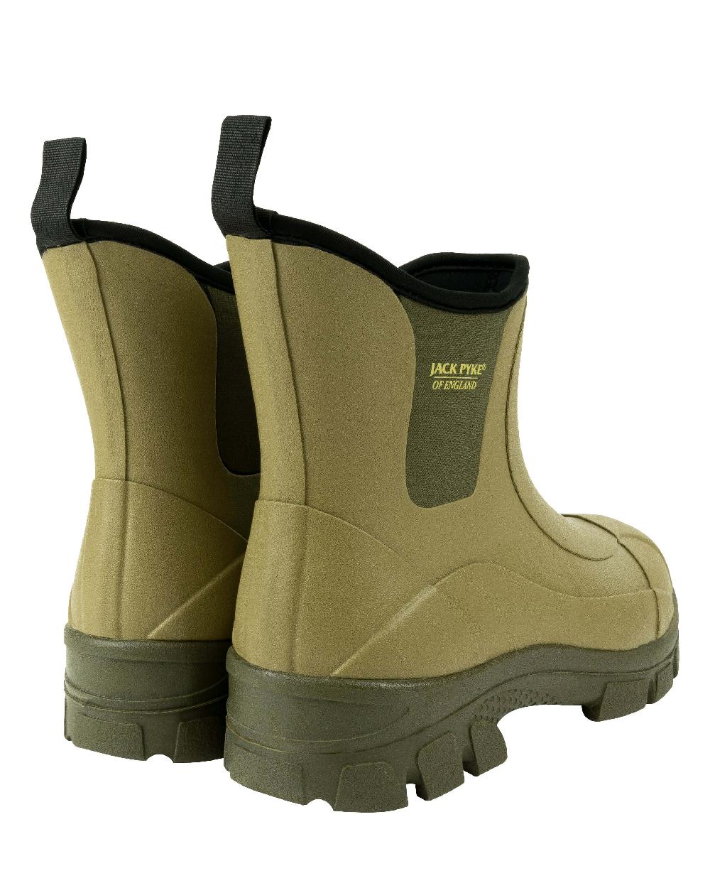 Green coloured Jack Pyke Ankle Wellington Boots on white background