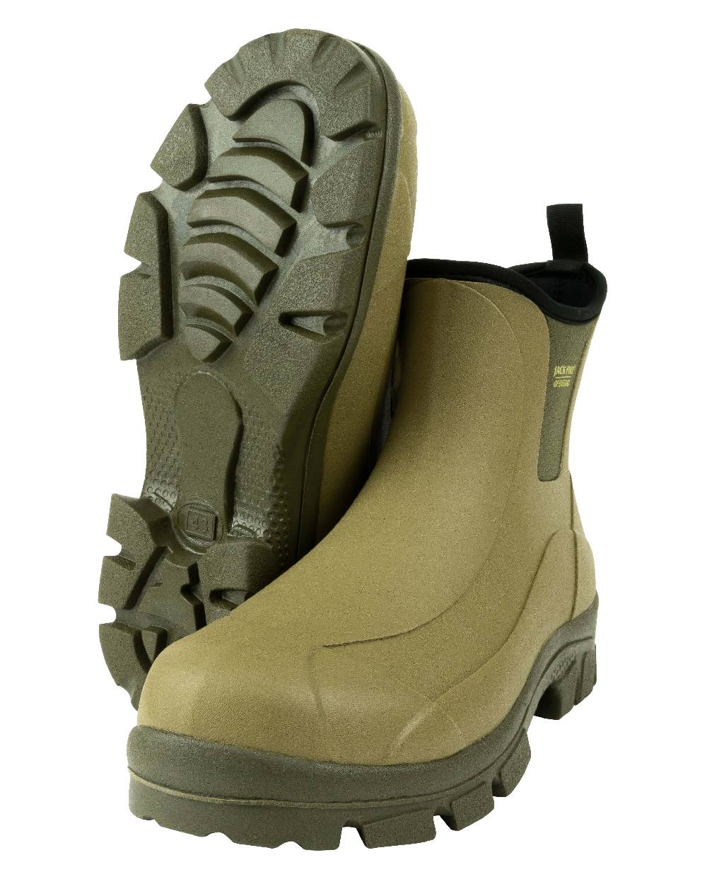 Green coloured Jack Pyke Ankle Wellington Boots on white background