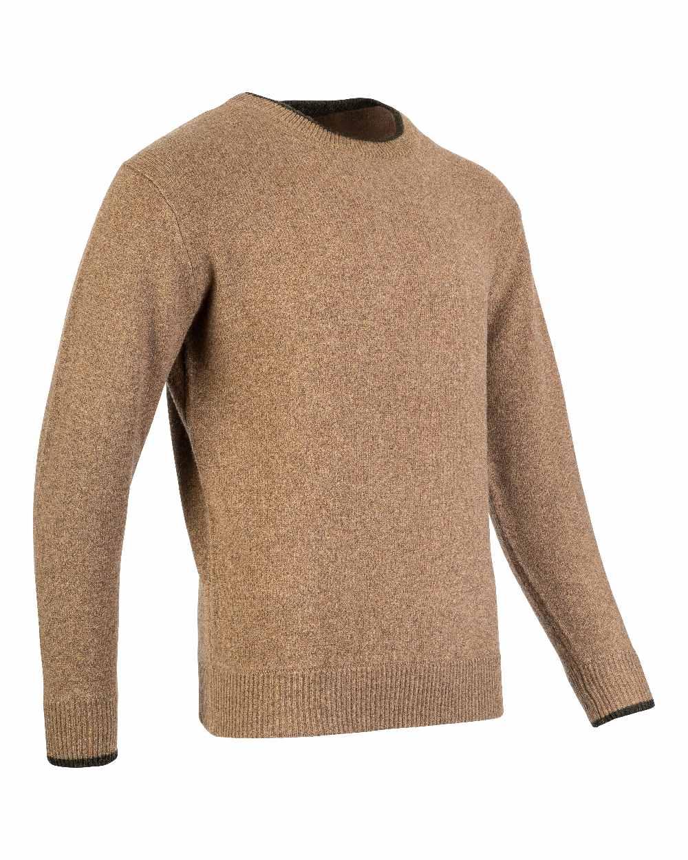 Barley coloured Jack Pyke Ashcombe Lambswool Crewknit Pullover on white background