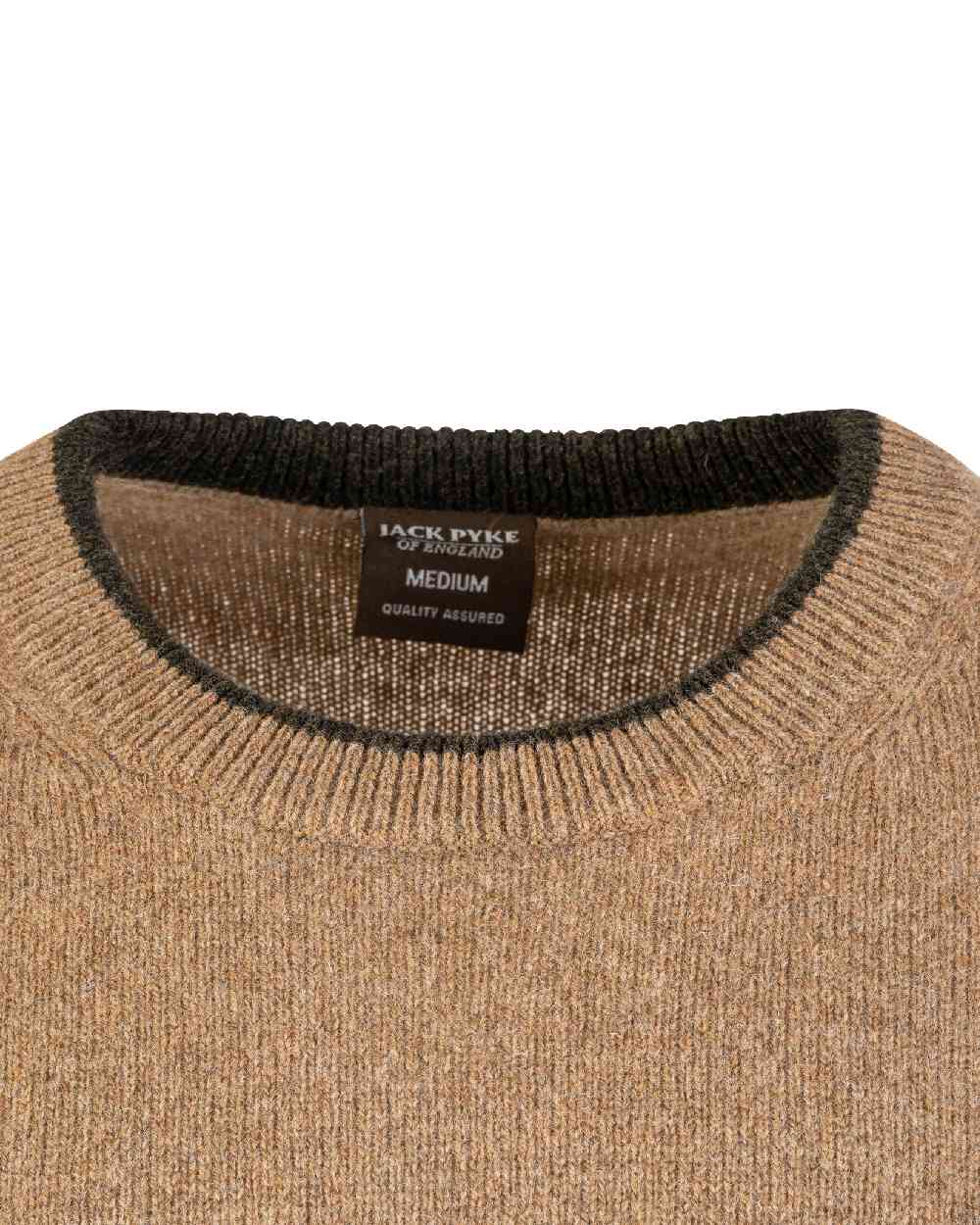 Barley coloured Jack Pyke Ashcombe Lambswool Crewknit Pullover on white background