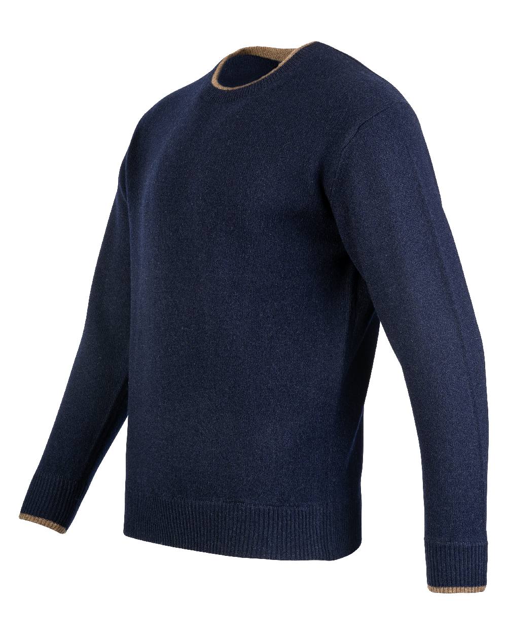 Navy coloured Jack Pyke Ashcombe Lambswool Crewknit Pullover on white background