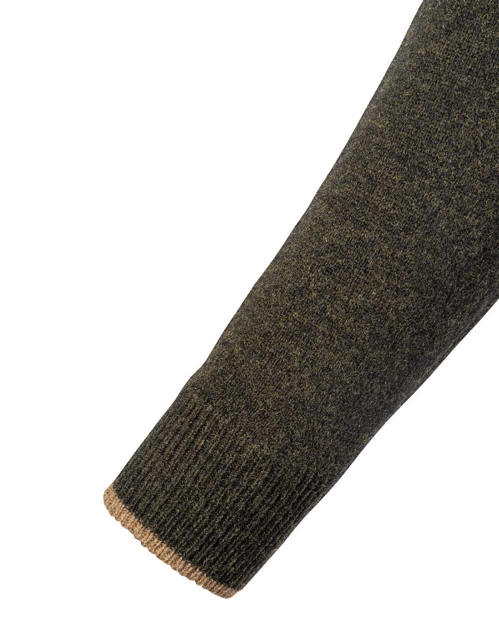 Dark Olive coloured Jack Pyke Ashcombe Lambswool Zip Knit Pullover on white background