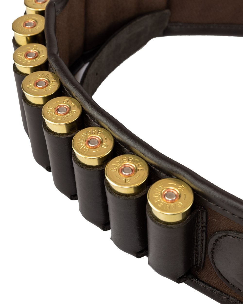 Brown coloured Jack Pyke Canvas Cartridge Belt on white background