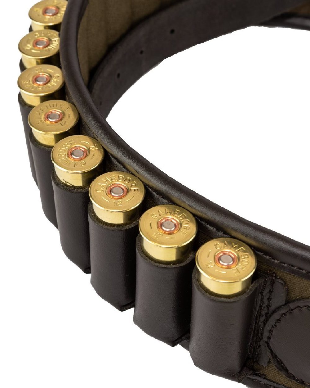 Green coloured Jack Pyke Canvas Cartridge Belt on white background