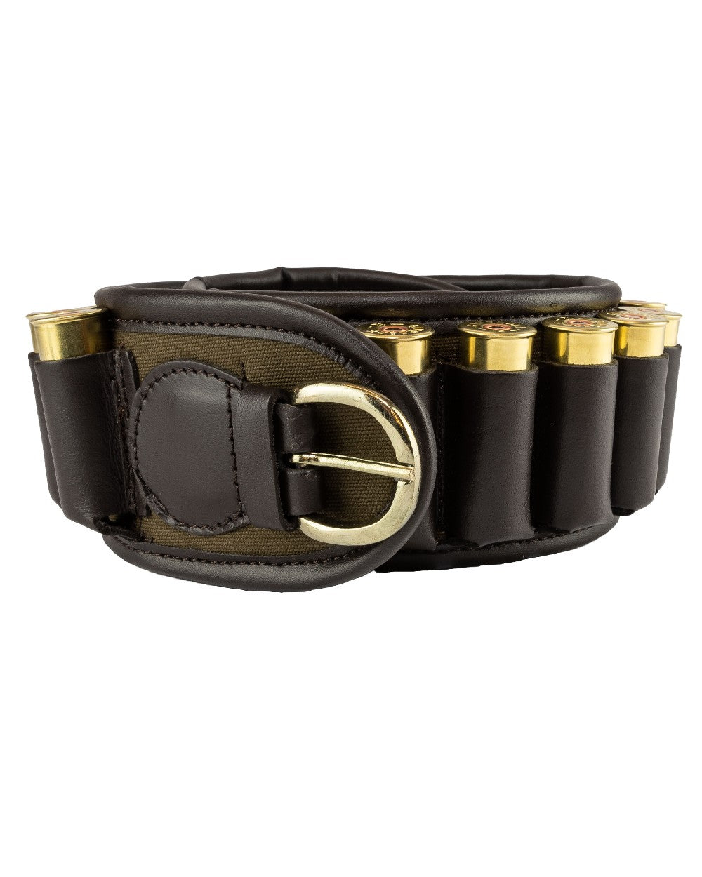 Green coloured Jack Pyke Canvas Cartridge Belt on white background