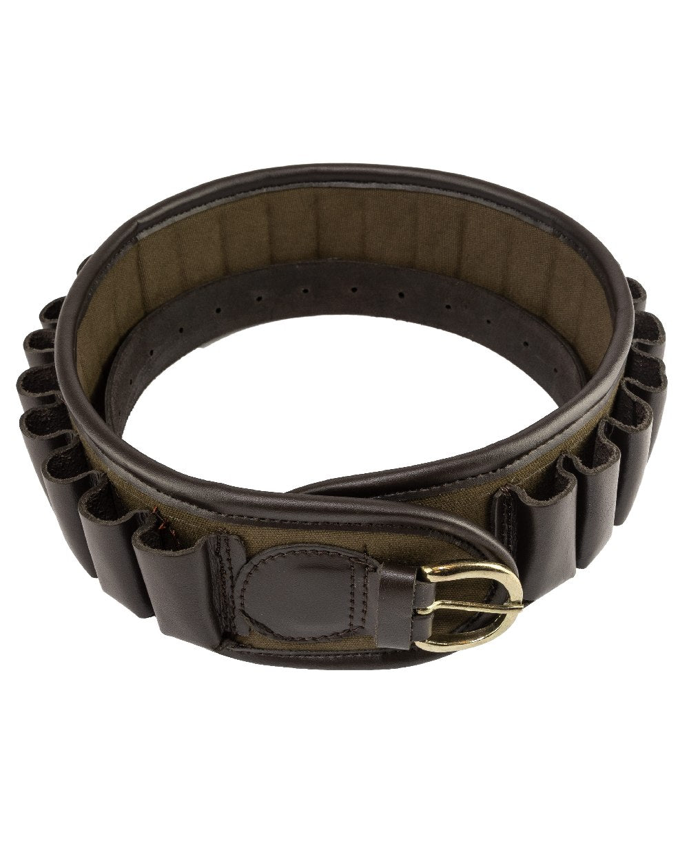 Green coloured Jack Pyke Canvas Cartridge Belt on white background