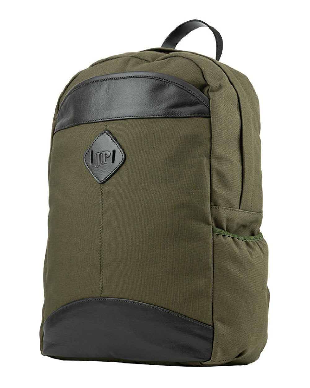 Green coloured Jack Pyke Canvas Field Pack on white background