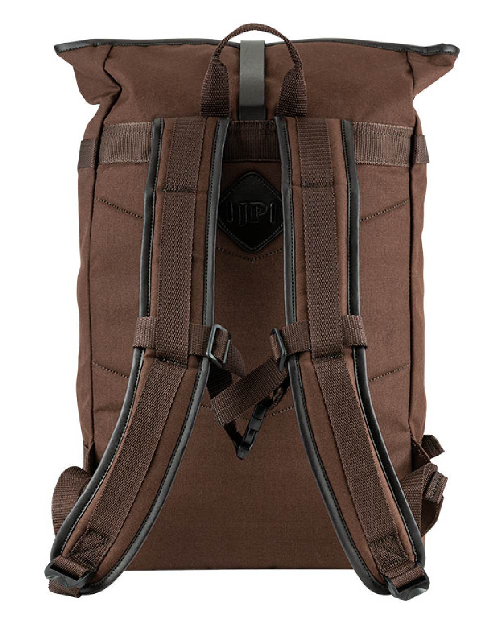 Brown coloured Jack Pyke Canvas Fold Top Rucksack on white background