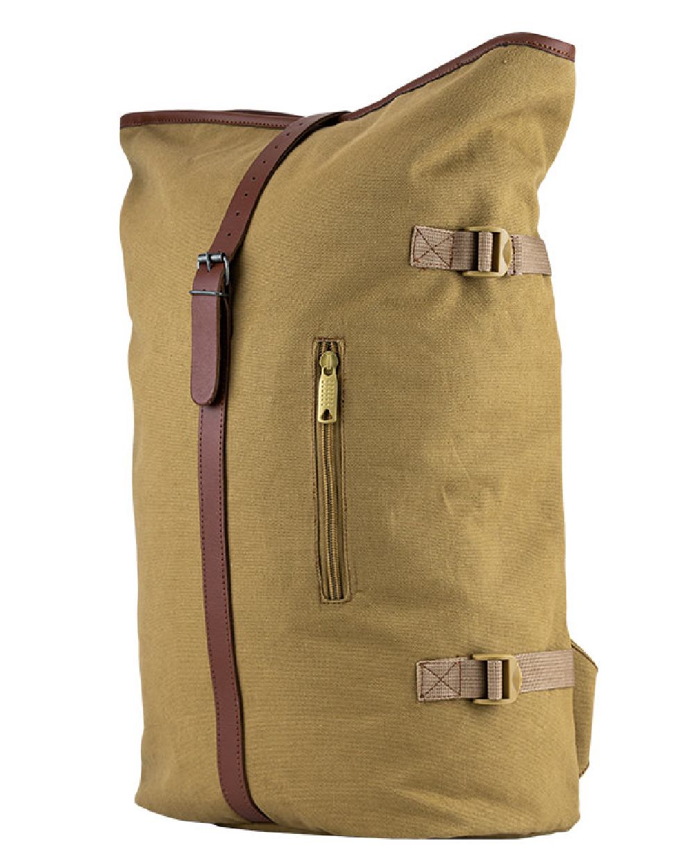 Fawn coloured Jack Pyke Canvas Fold Top Rucksack on white background