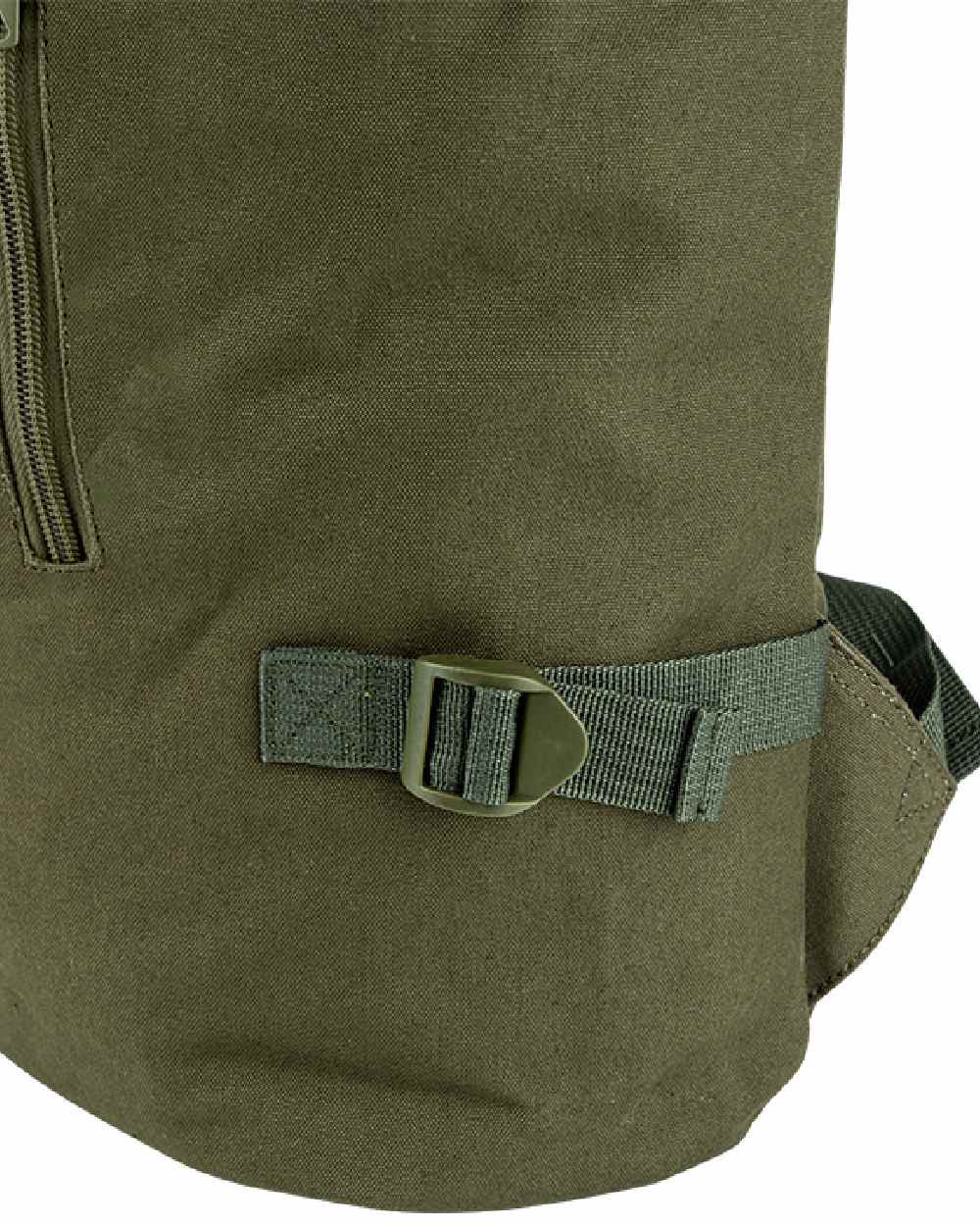 Green coloured Jack Pyke Canvas Fold Top Rucksack on white background