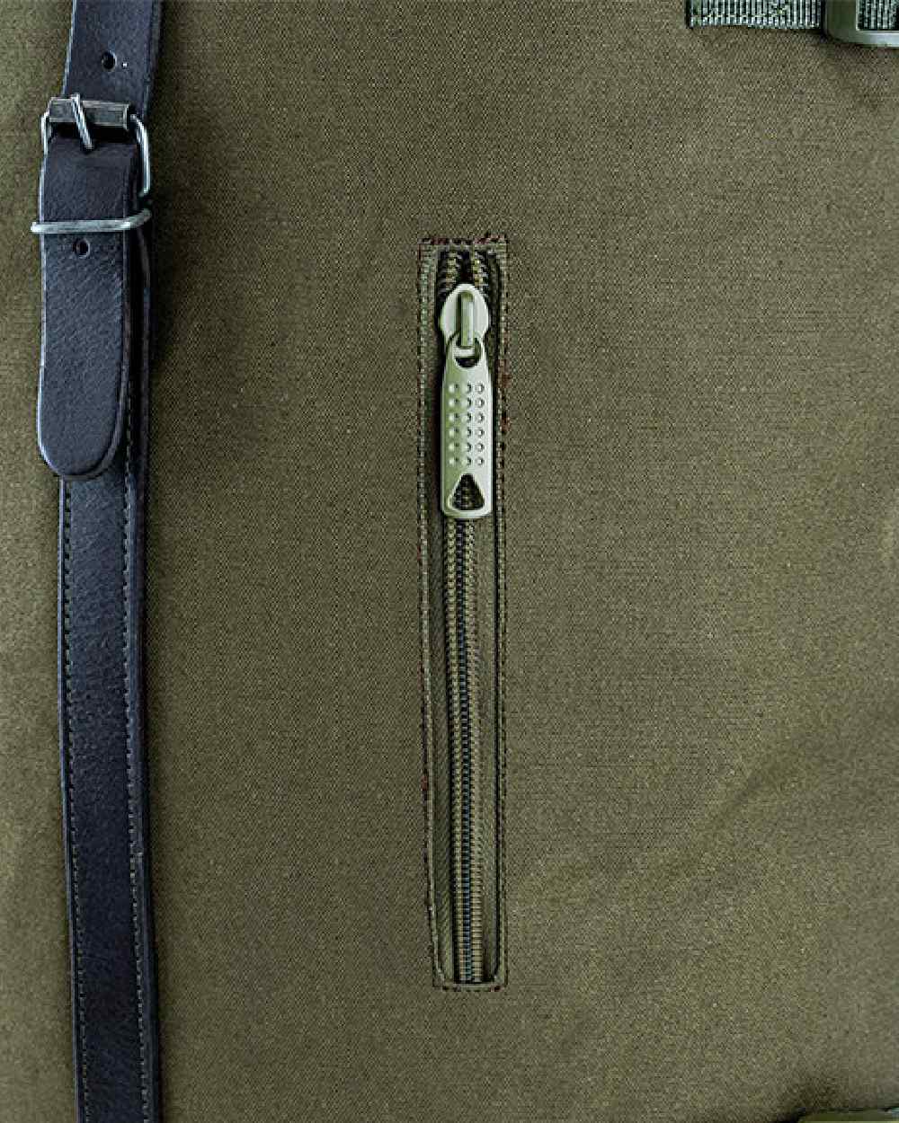 Green coloured Jack Pyke Canvas Fold Top Rucksack on white background