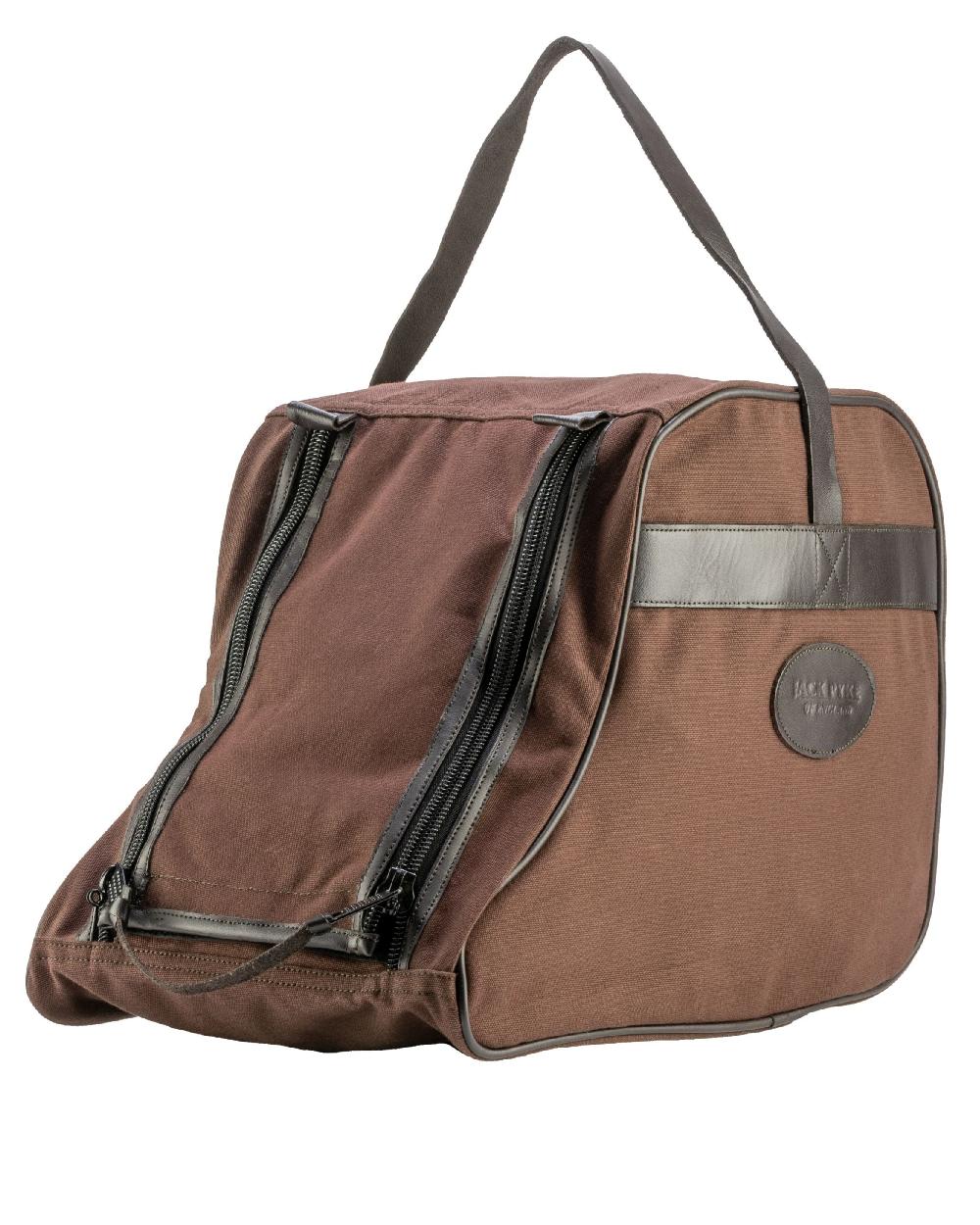 Brown coloured Jack Pyke Canvas Walking Boot Bag on white background