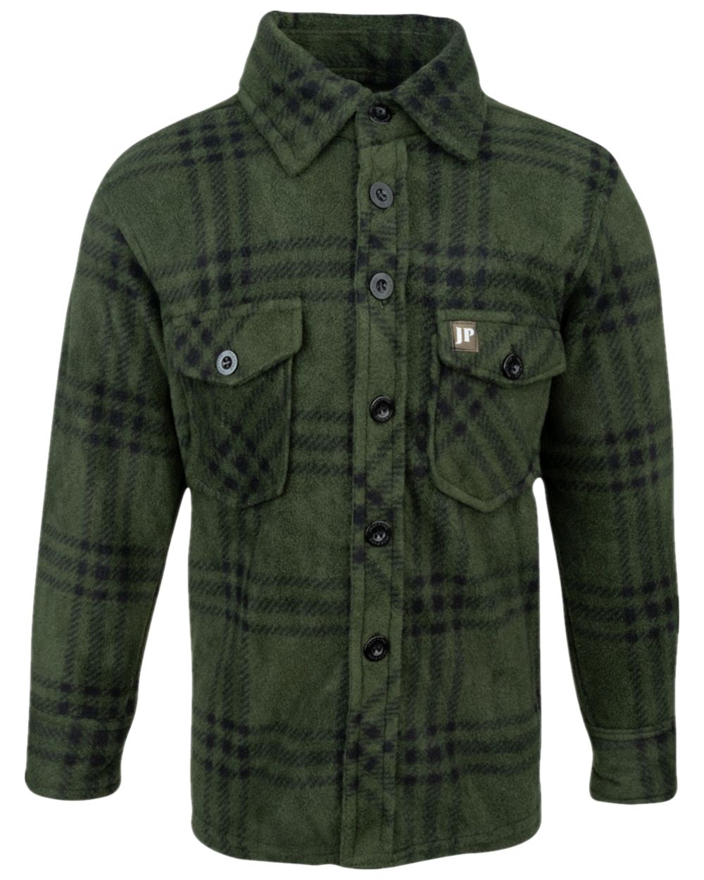 Green Coloured Jack Pyke Childrens Polar Fleece Shirt on white background
