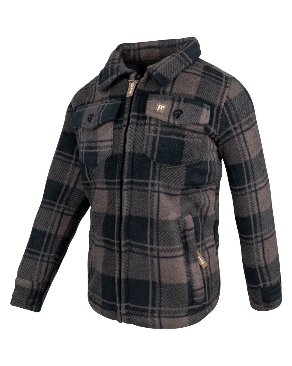 Brown Check Coloured Jack Pyke Childrens Tundra Shirt on white background