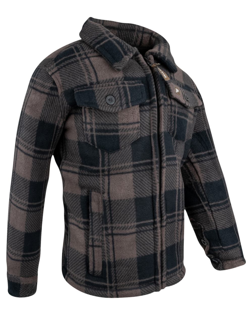 Brown Check Coloured Jack Pyke Childrens Tundra Shirt on white background