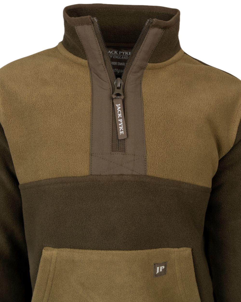Green Coloured Jack Pyke Childrens Two Tone Fleece Top on white background