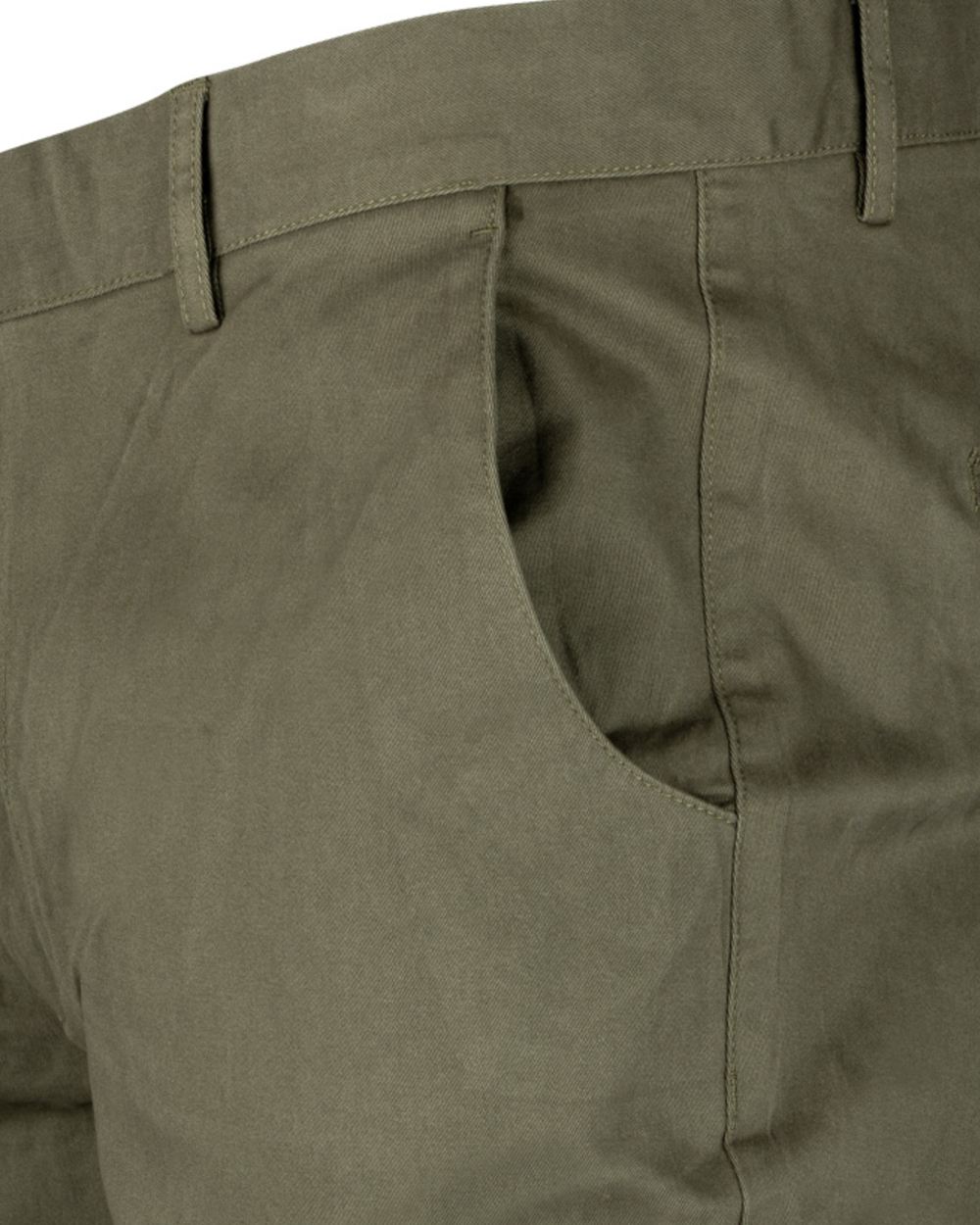Khaki Olive coloured Jack Pyke Chino Trousers on white background