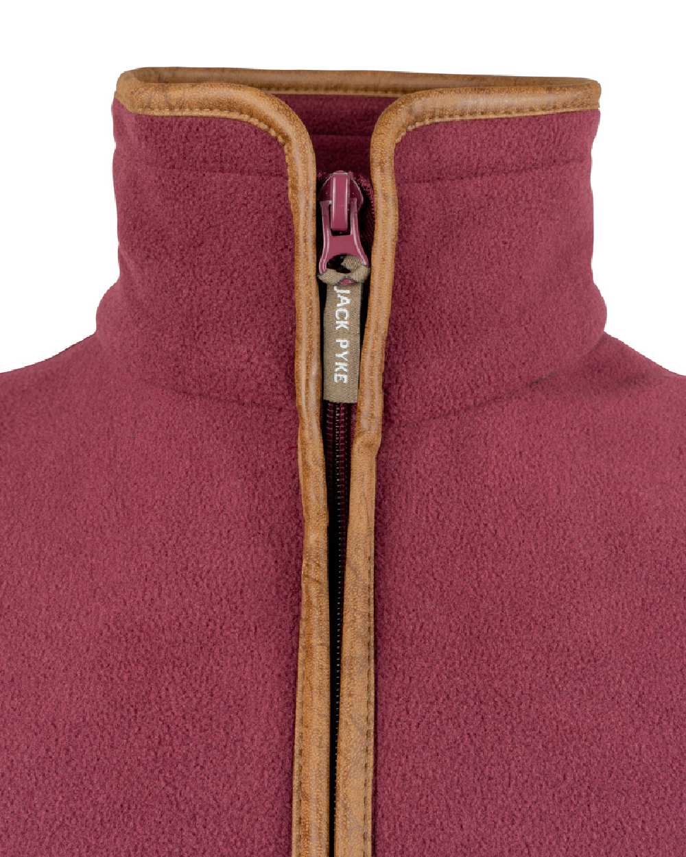 Burgundy coloured Jack Pyke Countryman Fleece Gilet on white background