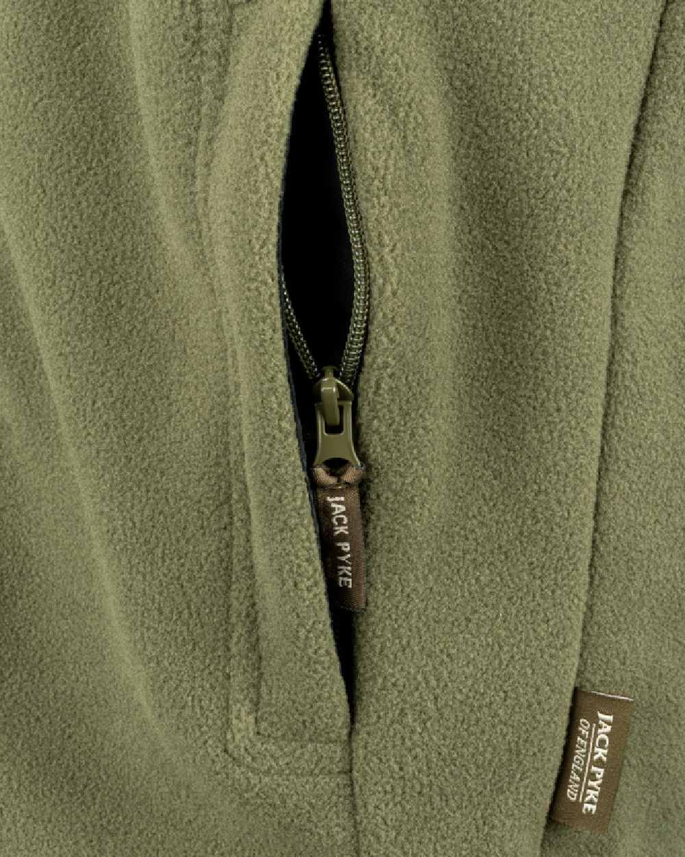 Light Olive coloured Jack Pyke Countryman Fleece Gilet on white background