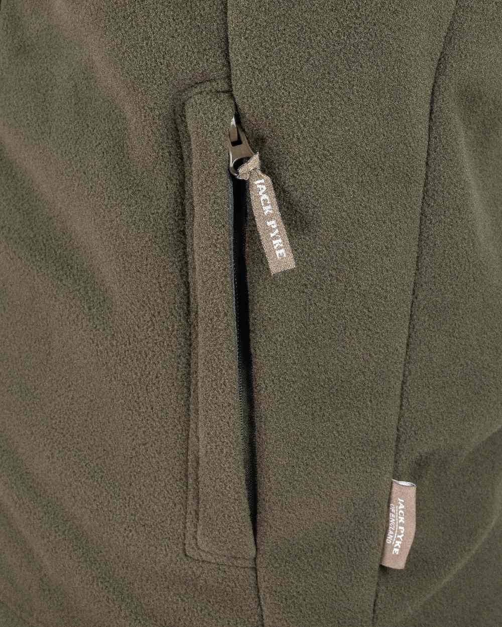 Pheasant Olive coloured Jack Pyke Countryman Fleece Gilet on white background
