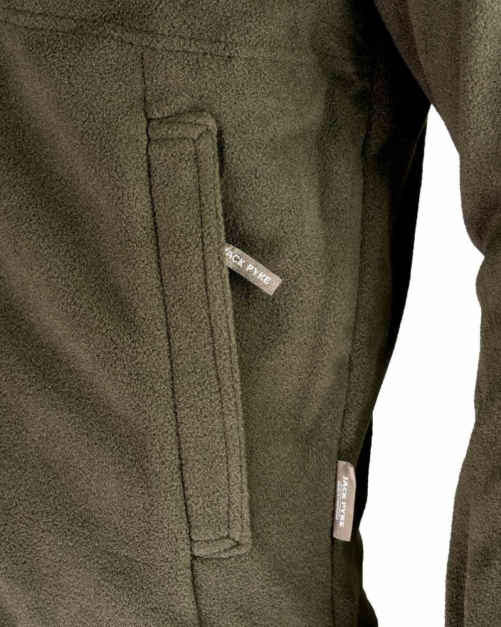 Dark Olive coloured Jack Pyke Countryman Fleece Jacket on white background